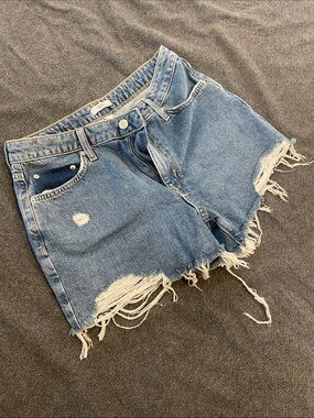 Forever 21 Light Blue Distressed High-Rise Denim Shorts